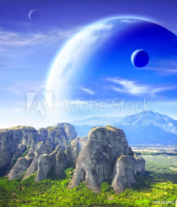 Bild på Fantastic landscape with planet